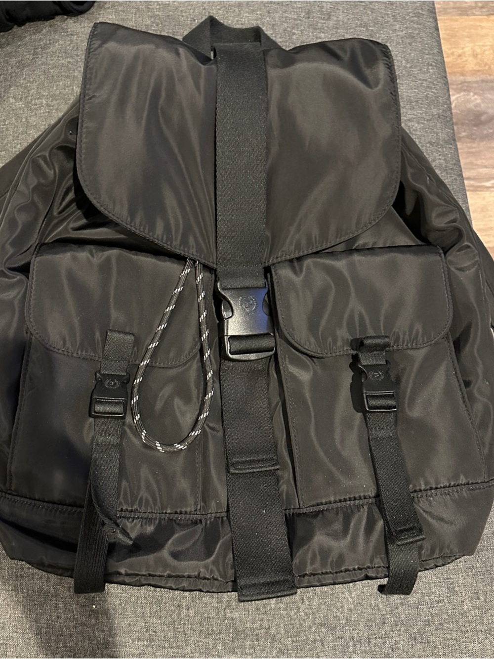 PINK Victoria's Secret Black Nylon Flap Backpack